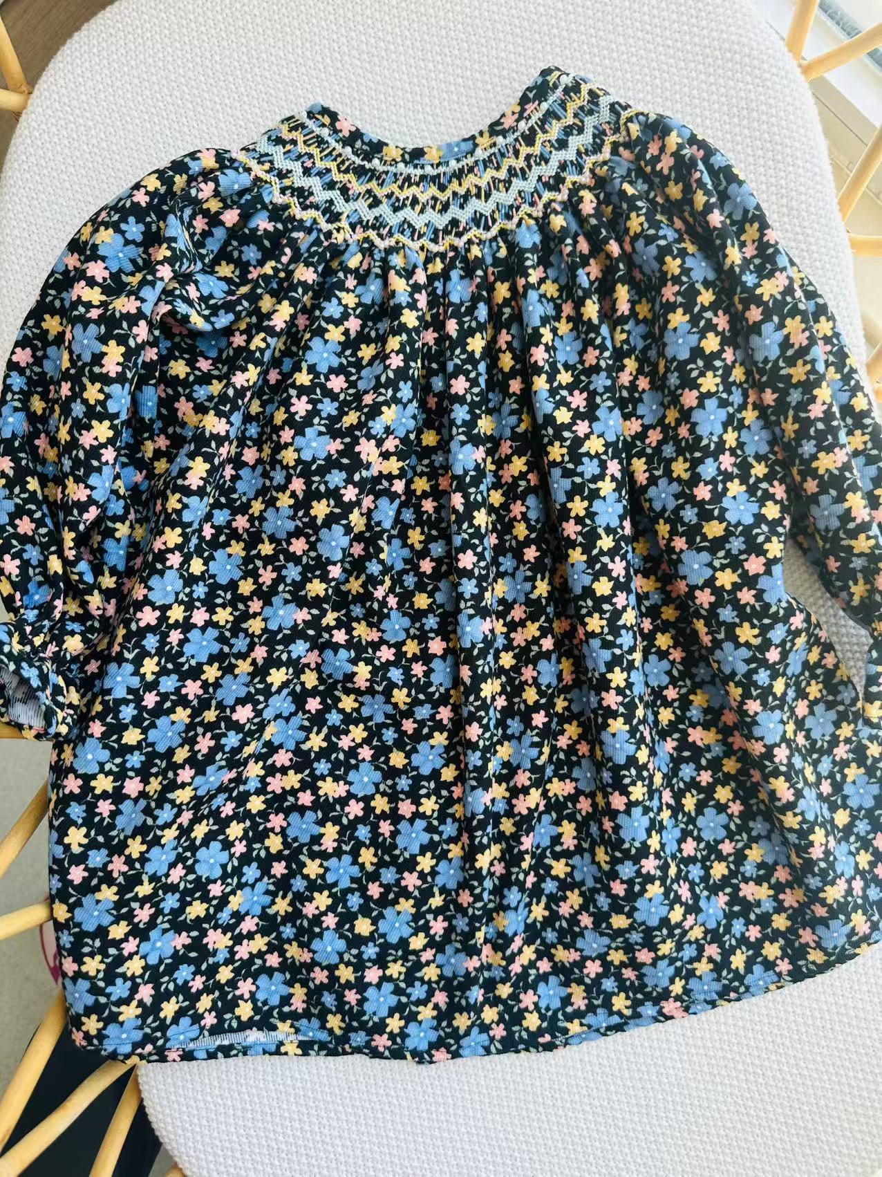 Flower hand smocked kids dress