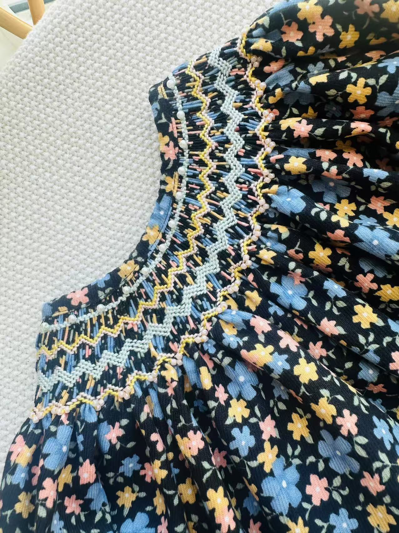 Flower hand smocked kids dress