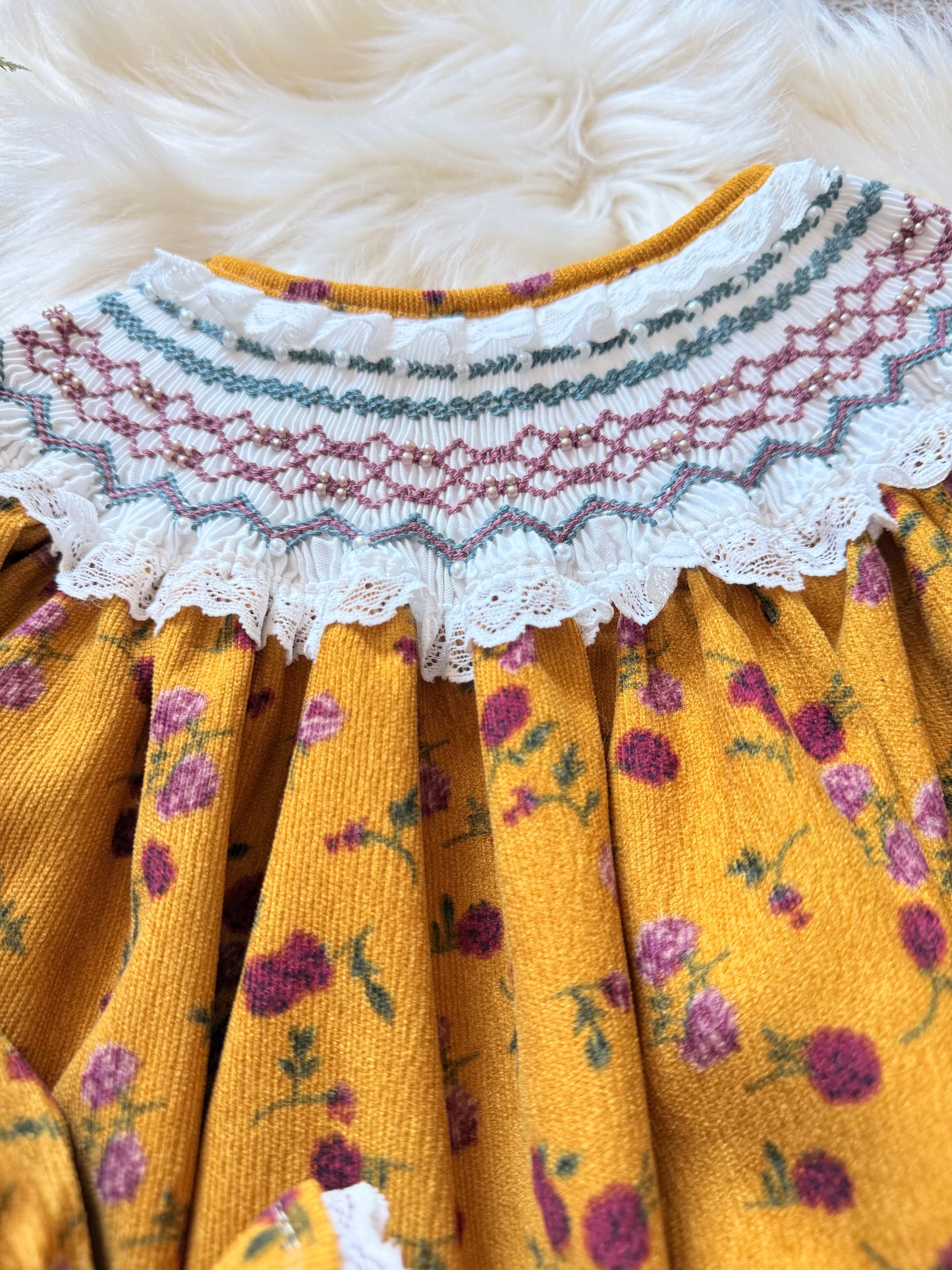 Sunset Rose smock Bishop dress