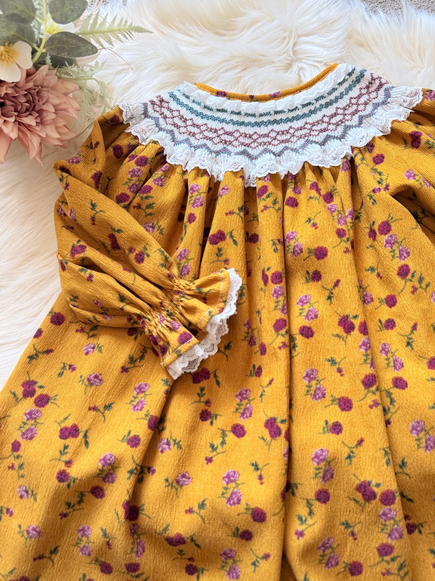 Sunset Rose smock Bishop dress