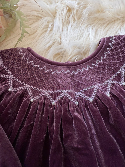 Purple Velvet smocked adult top